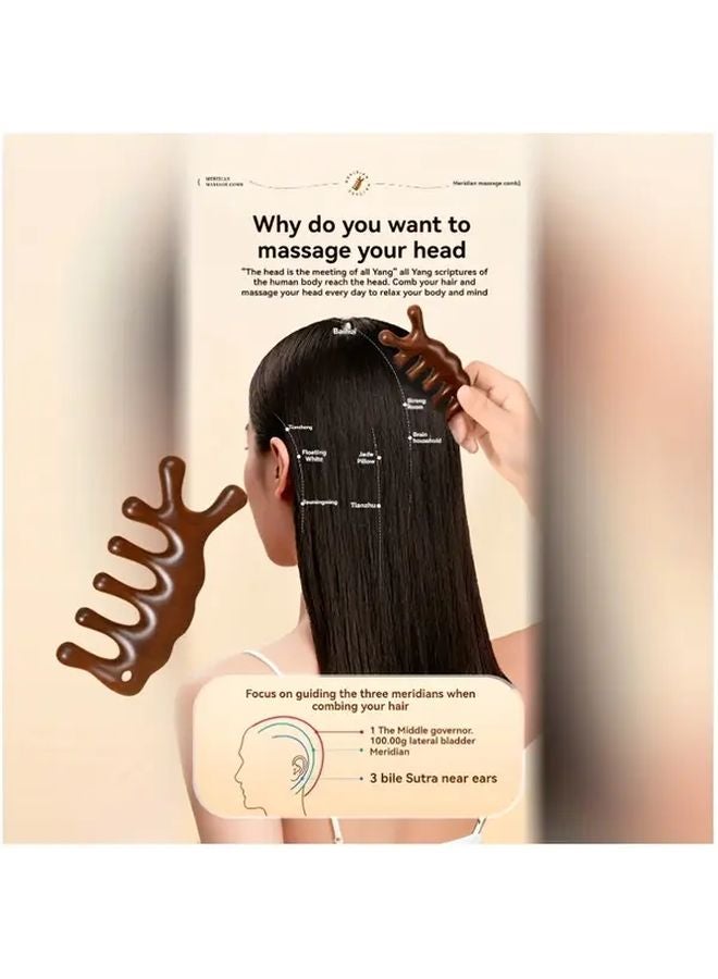 Brown Sandalwood Seahorse Massage Comb For Hair Scalp Care And Meridian Dredging - Image 1